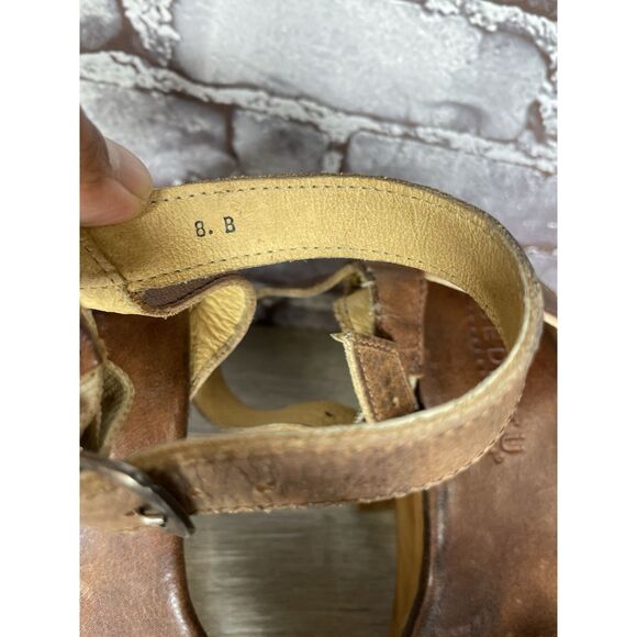 Bed Stu Brown Leather Platform Ankle Strap Wooden Heels Women’s Sz 8M US/38.5EU - Picture 9 of 16